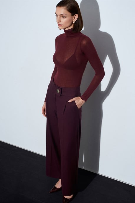 Hoch taillierte weite Crepe-Hosen - Image 4