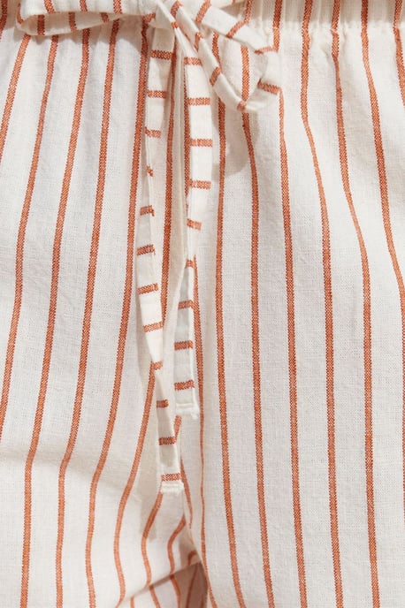 Damen gestreifte weit geschnittene Leinenhose - Image 4