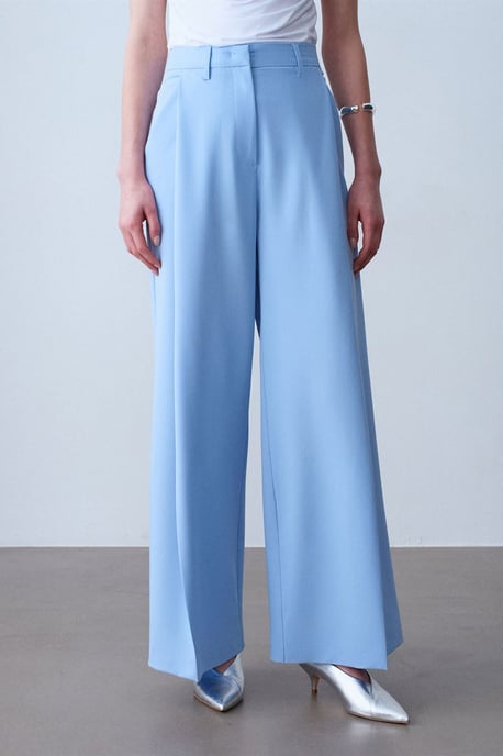 Hoch taillierte weite Crepe-Hosen - Image 3