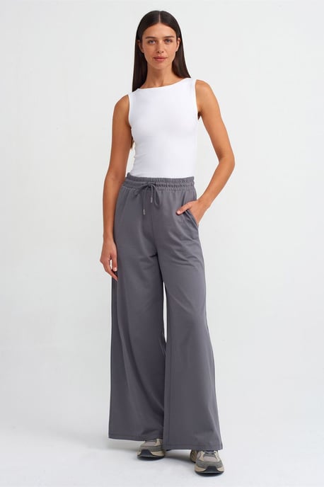 Strukturierte Baumwoll-Hosen mit weitem Bein - Image 1