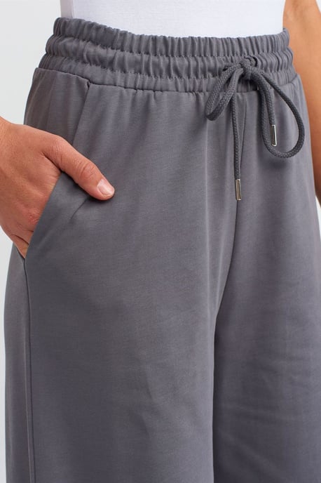 Strukturierte Baumwoll-Hosen mit weitem Bein - Image 4