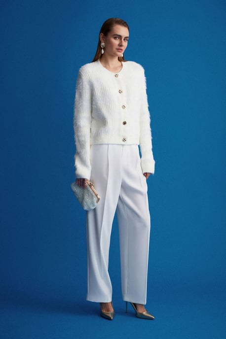 Hochtaillierte weite Crepe-Hose - Image 1