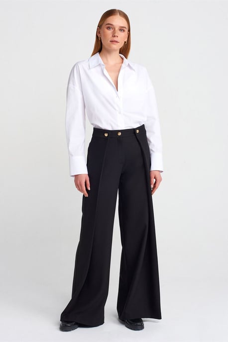Damen Hohe Taille Weite Crepe-Hosen - Image 1