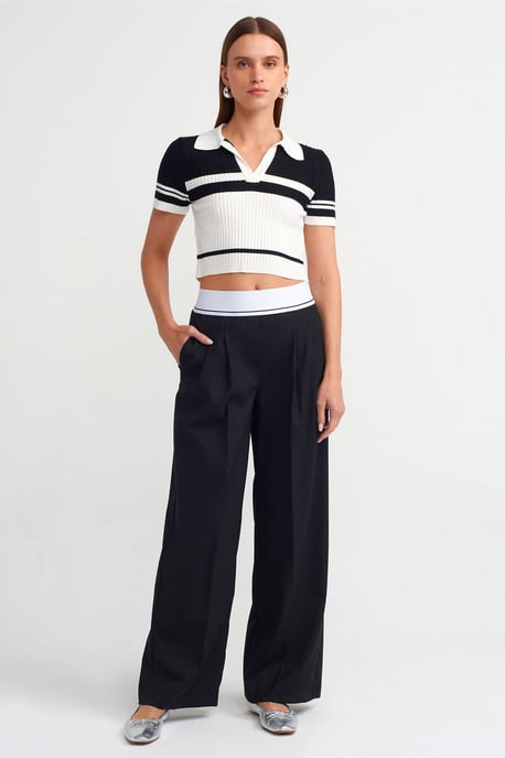 Hoch taillierte weite Crepe-Hosen - Image 1