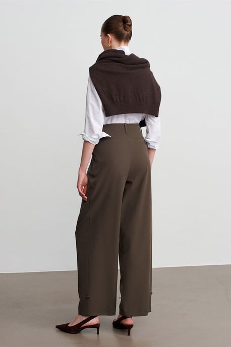 Damen Hohe Taille Weite Crepe-Hosen - Image 2