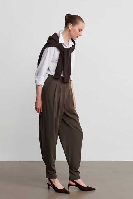 Damen Hohe Taille Weite Crepe-Hosen - Image 3