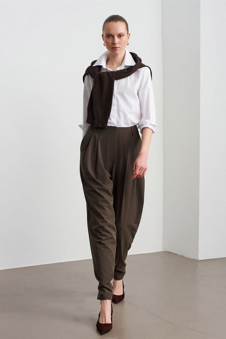 Damen Hohe Taille Weite Crepe-Hosen - Image 5
