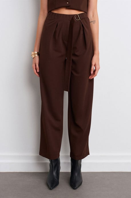 Hoch taillierte weite Crepe-Hosen - Image 4