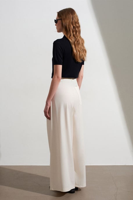 Damen High-Waist Weitbein-Crepe-Hosen - Image 2