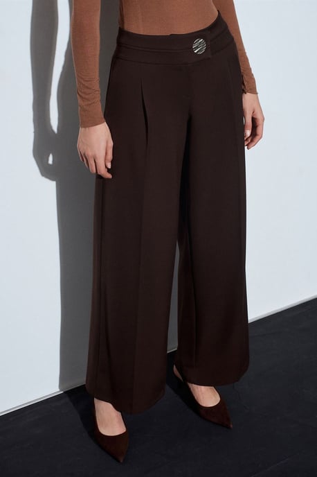 Hochbundweite Hose mit weitem Bein aus Krepp - Image 3