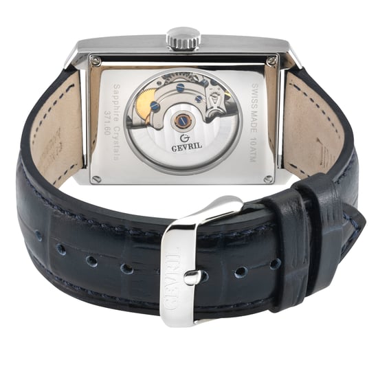 Gevril Herren Manhattanhenge Schweizer Automatik ETA 2836-2 Echtes handgefertigtes italienisches blaues Leder Uhr - Image 2