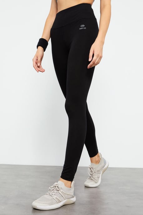 Hochtaillierte Baumwoll-Elasthan-Leggings - Image 2