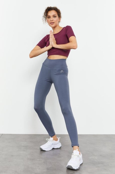 Hochtaillierte Baumwoll-Lycra Jersey Leggings - Image 4