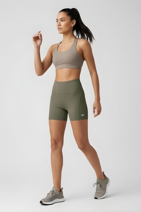 Kurze hochgeschnittene Slim-Fit Leggings mit Gürtel - Image 3