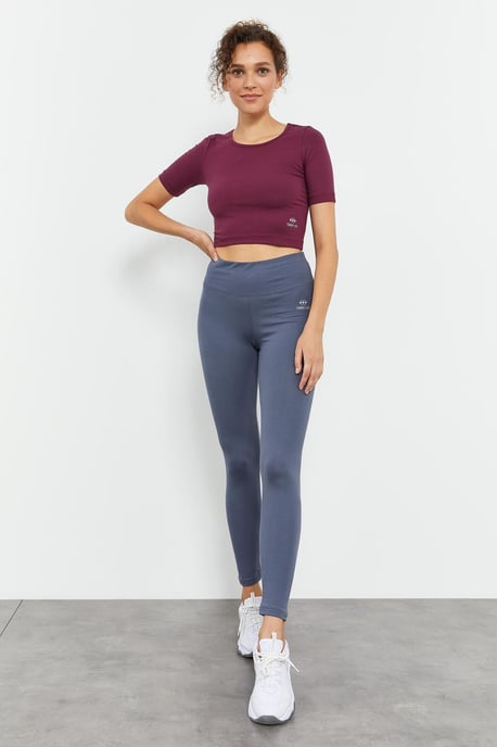 Hochtaillierte Baumwoll-Elastan-Leggings - Image 3