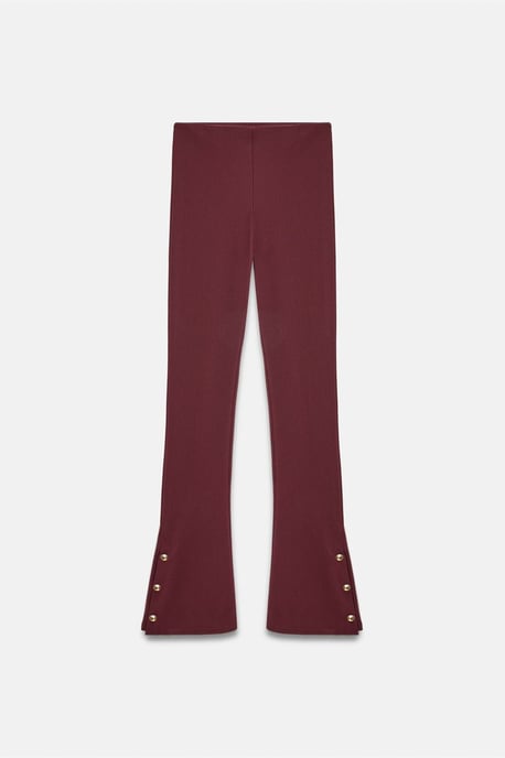 Hochtaillante Flared Leggings mit Knopfdetails - Image 4
