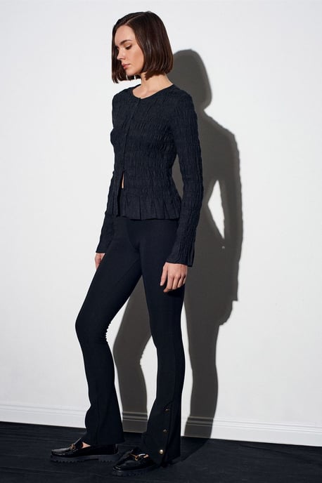 Hochtaillante Flared Leggings mit Knopfdetails - Image 2