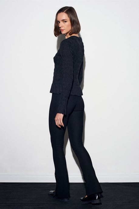 Hochtaillante Flared Leggings mit Knopfdetails - Image 3