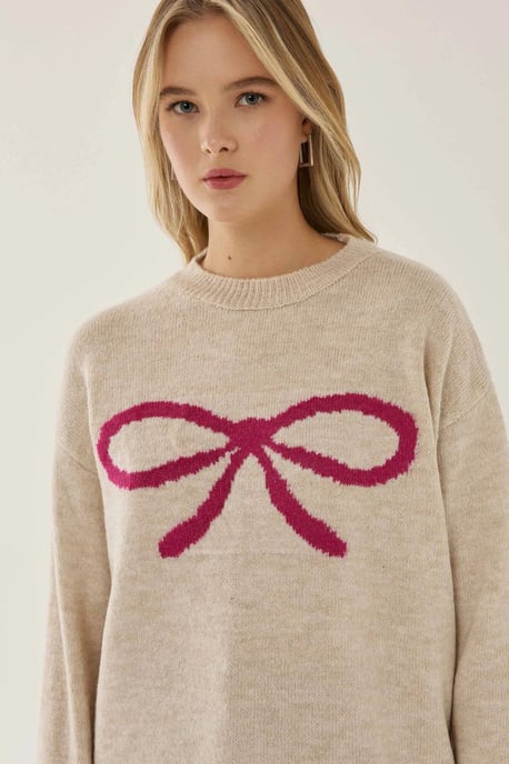 Lässiger Pullover mit Schleifendetail - Image 1