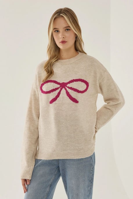 Lässiger Pullover mit Schleifendetail - Image 2