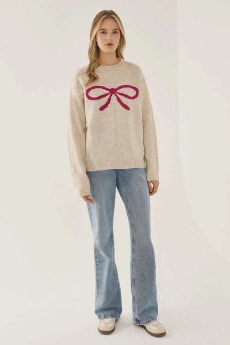 Lässiger Pullover mit Schleifendetail - Image 3