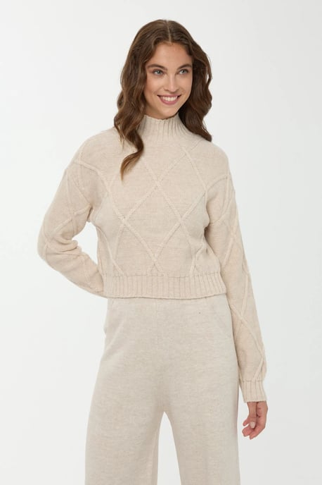Strukturierter leichter Rollkragenstrickpullover - Image 3