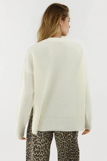 Strukturierter Rundhalsausschnitt Strickpullover - Image 3