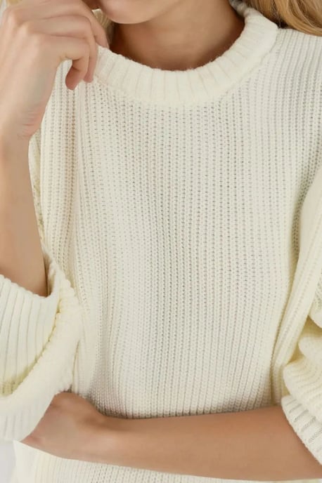 Strukturierter Rundhalsausschnitt Strickpullover - Image 4