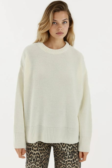 Strukturierter Rundhalsausschnitt Strickpullover - Image 5