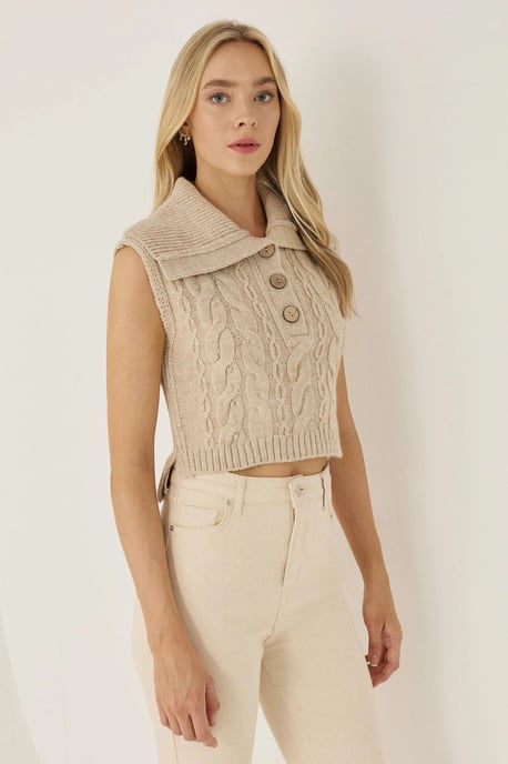 Crop-Pullover mit Haargflecht-Muster - Image 3