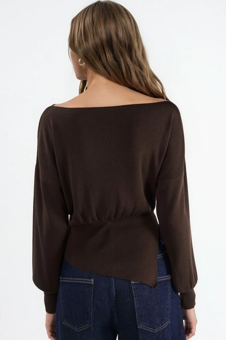 Mercerisierter Look Bootneck-Strickpullover mit Schlitzdetails - Image 3