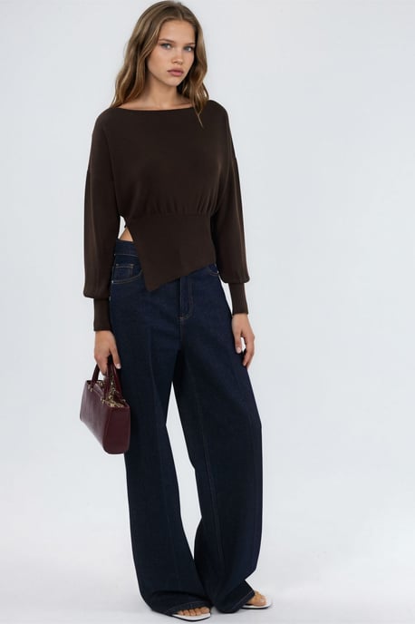 Mercerisierter Look Bootneck-Strickpullover mit Schlitzdetails - Image 4