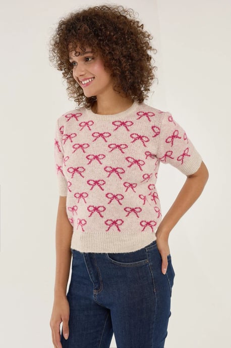 Pullover mit Schleifenmuster und kurzen Ärmeln - Image 3