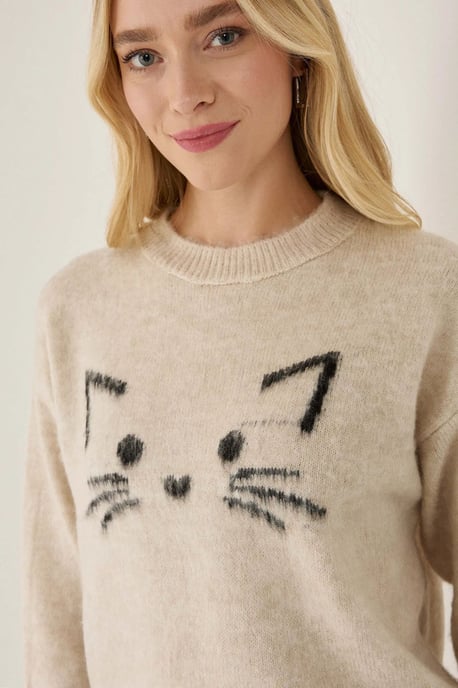Lässiger Fit Süßer Kätzchenpullover - Image 2