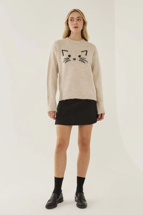 Lässiger Fit Süßer Kätzchenpullover - Image 3