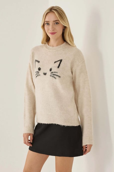 Lässiger Fit Süßer Kätzchenpullover - Image 4