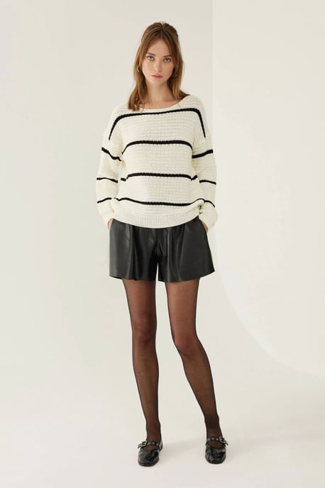 Lässiger, gestreifter Strickpullover - Image 3