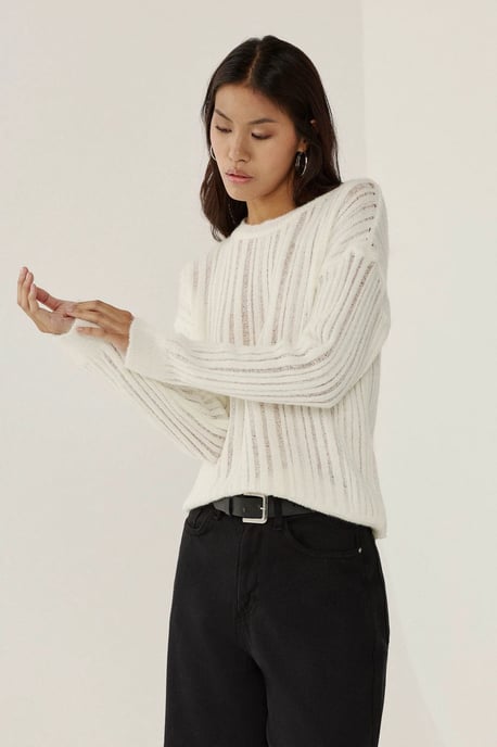 Lässiger Schnitt Rundhalsausschnitt Pullover - Image 2