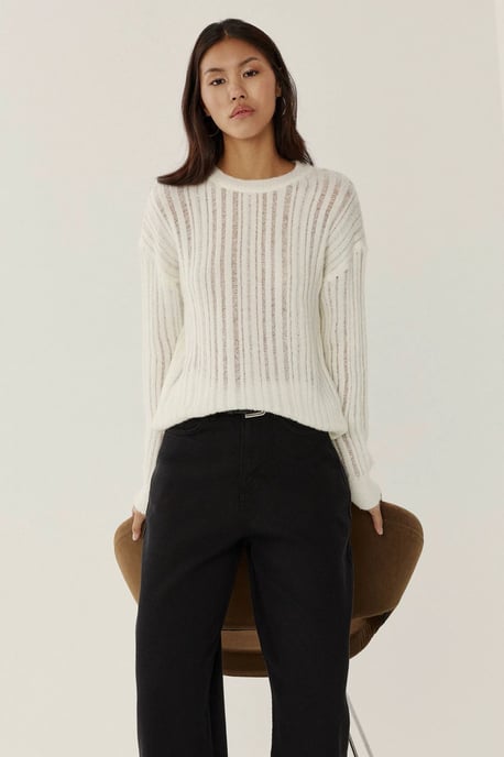 Lässiger Schnitt Rundhalsausschnitt Pullover - Image 3