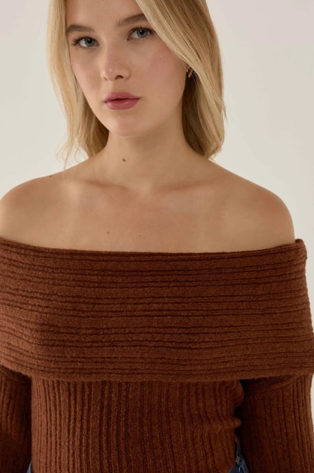 Schulterfreier Strickpullover - Image 2
