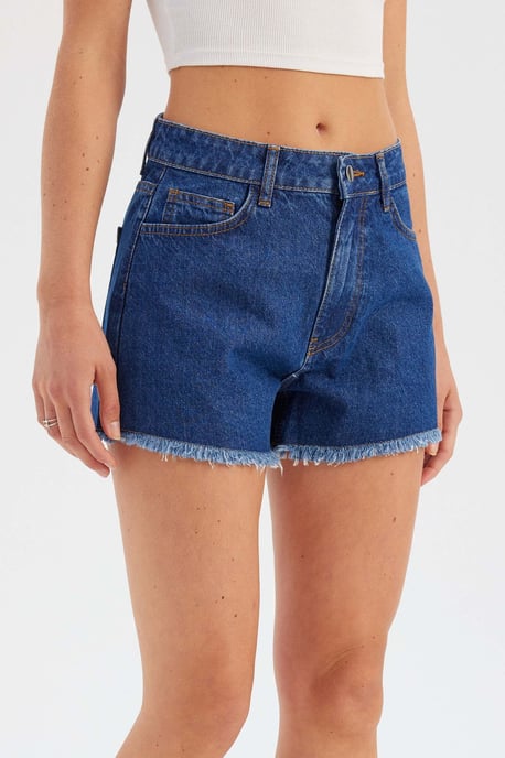 Denim Uni Hohe Taillen-Shorts - Image 2