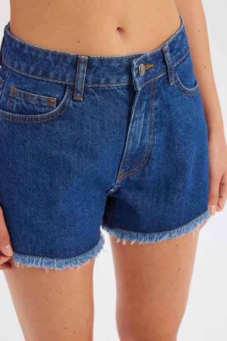 Denim Uni Hohe Taillen-Shorts - Image 4