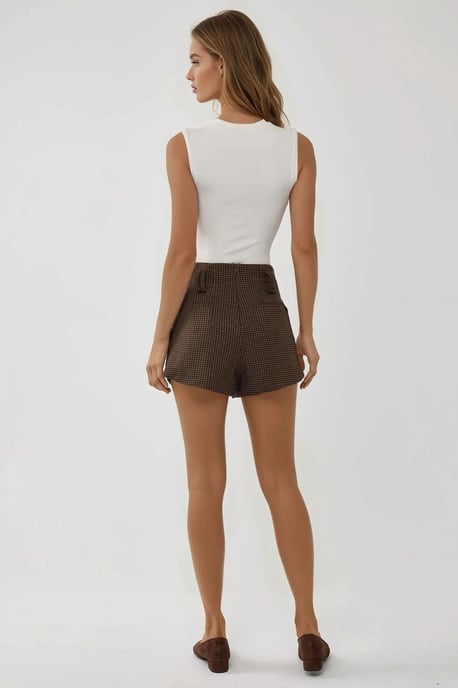 Hochtaillierte karierte Shorts - Image 4