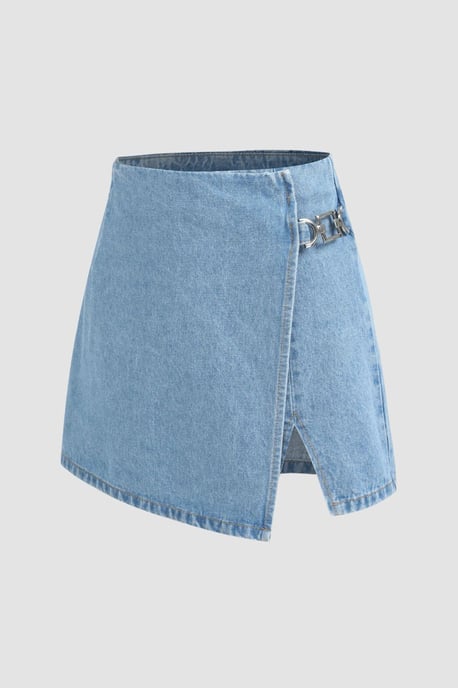 Hohe Taille Denim-Shortsrock - Image 5