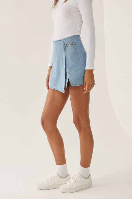 Hohe Taille Denim-Shortsrock - Image 6