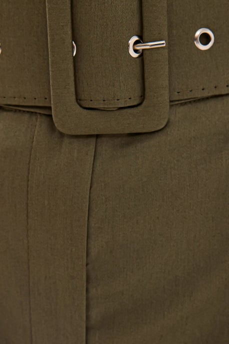 Hiccup Baumwoll-Shorts, hohe Taille, mit Taschen- und Gürteldetail - Khaki - Image 5