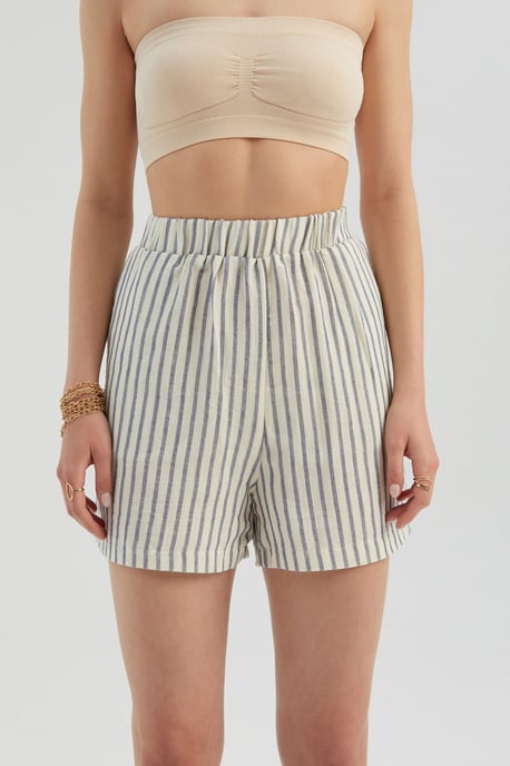 Gestreifte High-Waist-Shorts mit elastischem Bund - Image 6