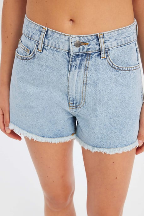 Denim Uni Hohe Taillen-Shorts - Image 5
