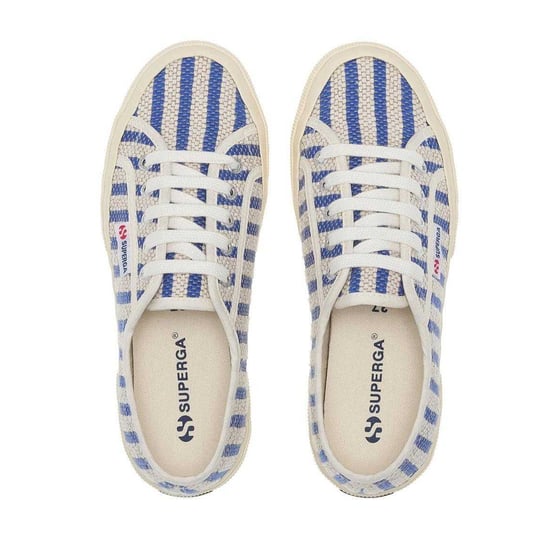 Superga - Mit Streifen Sneaker für Damen, Flach (Blau/Naturweiß) - Image 3