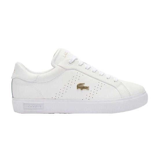 Lacoste - "Powercourt 2.0" Sneaker für Damen, Leder (Weiß/Gold) - Image 1